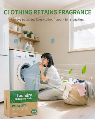 Folhas biodegradáveis de detergente para roupa 11*14cm 2.8-3g/folha com 50% de ingrediente ativo para limpeza profunda