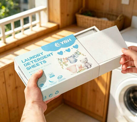 Bom preço Folhas de detergente ecológico de lavanderia de tamanho familiar com limpeza forte e fragrância personalizável para remoção de manchas diárias on-line