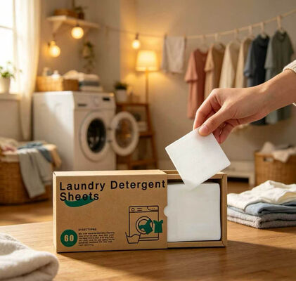 Folhas de detergente para a roupa biodegradáveis ​​e adequadas para a pele para remoção de manchas difíceis