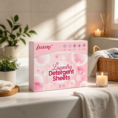 Folhas de detergente para roupa supercondensadas com 50% de substância ativa e fragrância personalizável