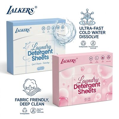 Folhas de detergente para roupa não irritantes com surfactante à base de plantas e embalagens biodegradáveis