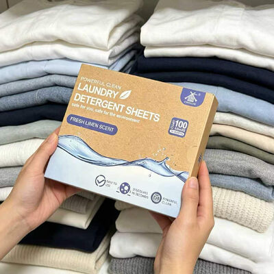 Folhas biodegradáveis de detergente para roupa com fórmula à base de plantas de rápida dissolução para limpeza ecológica