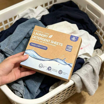Folhas de Detergente para Roupa com Foco em Solo Pesado com Fórmula à Base de Plantas e Embalagem Zero Resíduo