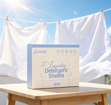 Folhas de detergente para roupa não irritantes com surfactante à base de plantas e embalagens biodegradáveis