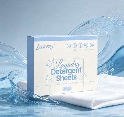 Folhas de detergente de roupa descartável leve com surfactante de origem vegetal e embalagem biodegradável