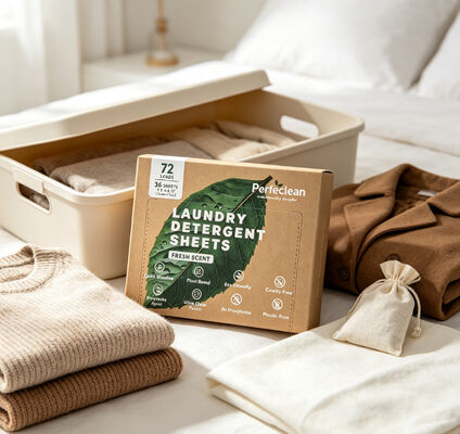 Folhas Concentradas de Detergente para Roupa Derivadas de Plantas, Totalmente Biodegradáveis, para Limpeza Ecológica