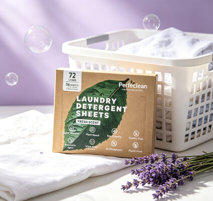 Folhas de detergente de roupa biodegradáveis 100% de origem vegetal - Listas de roupa ecológicas pré-medidas
