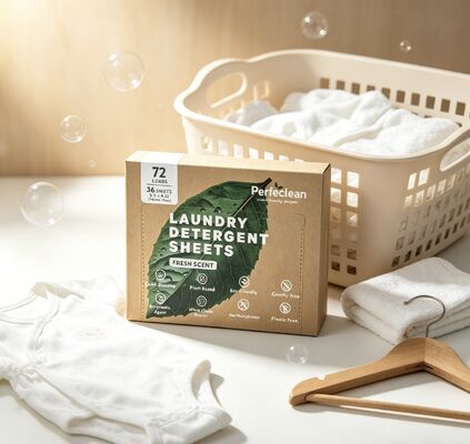 Folhas de Detergente para Roupa 100% Vegetal Biodegradável Compatível com HE para Lavagem Ecológica