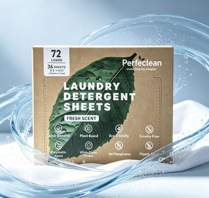 Folhas de detergente de roupa sustentável à base de plantas - tiras de roupa ecológicas totalmente biodegradáveis que reduzem o desperdício de plástico