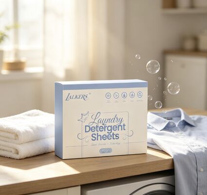 Folhas biodegradáveis de detergente para roupa à base de plantas pré-medidas para não produzir resíduos