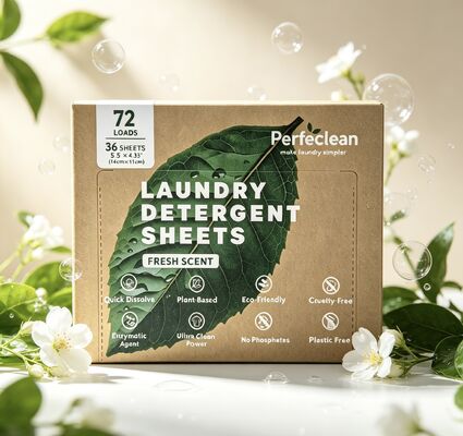 Folhas de Detergente para Roupa Biodegradáveis à Base de Plantas e Livres de Crueldade para Lavanderia Doméstica Ecológica