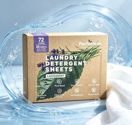 Folhas de detergente para roupa biodegradável não tóxico compostável com surfactante de origem vegetal para lavagem ecológica