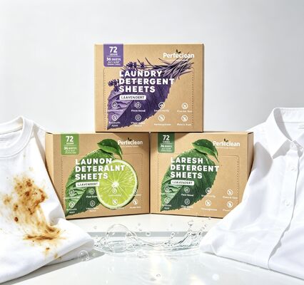 Folhas de Detergente Biodegradável Ecológico com Surfactante à Base de Plantas e Fórmula Não Tóxica Segura para a Água