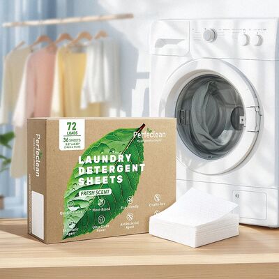 Folhas de detergente para roupa de alta resistência sem fosfatos com surfactante à base de plantas