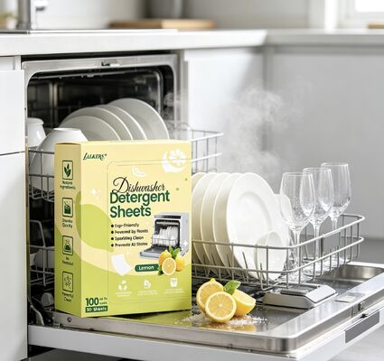 Folhas biodegradáveis de lavagem de louça com poderosa remoção de manchas e gordura seguras para pratos cerâmicos de vidro