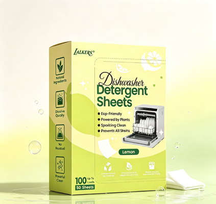 Folhas de lavagem de pratos compostáveis com ingredientes de origem vegetal para espumante pratos limpos após cada lavagem