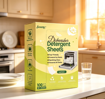 Folhas Leves e Compactas para Lavar Louça Fácil Armazenamento Ideal para Casa, RV e Uso em Viagens Tiras Detergentes para Lava-Louças